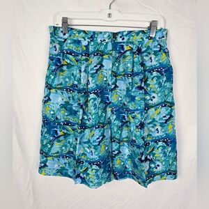 Compagnie Internationale Express Vintage Silk Watercolor Dolphin Shorts sz L